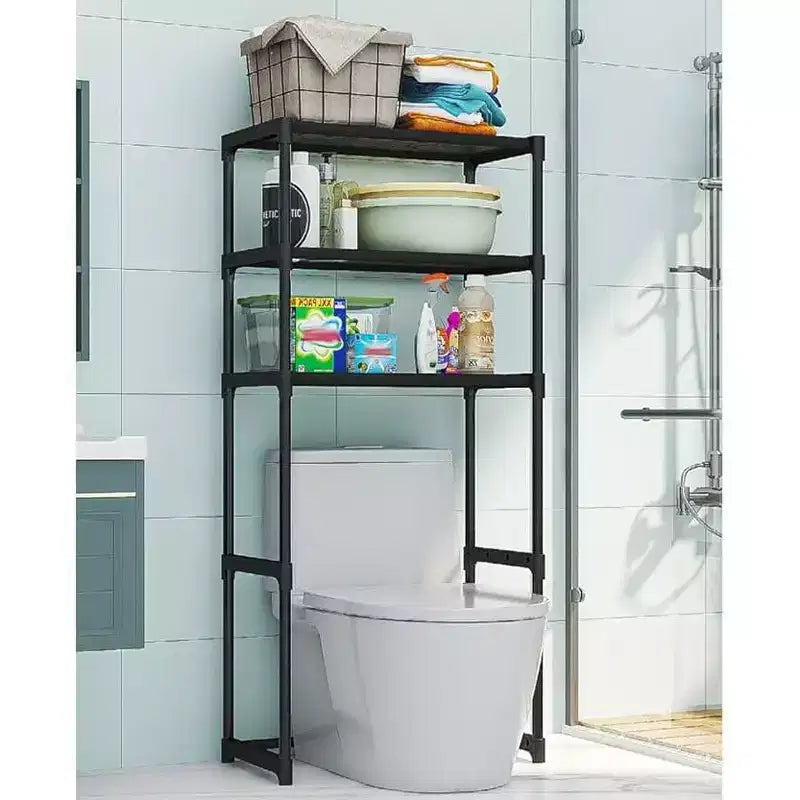 Scaffale WC in Metallo a 3 Livelli, Scaffale per Bagno Salvaspazio Autoportante per WC, Bagni e Lavanderie