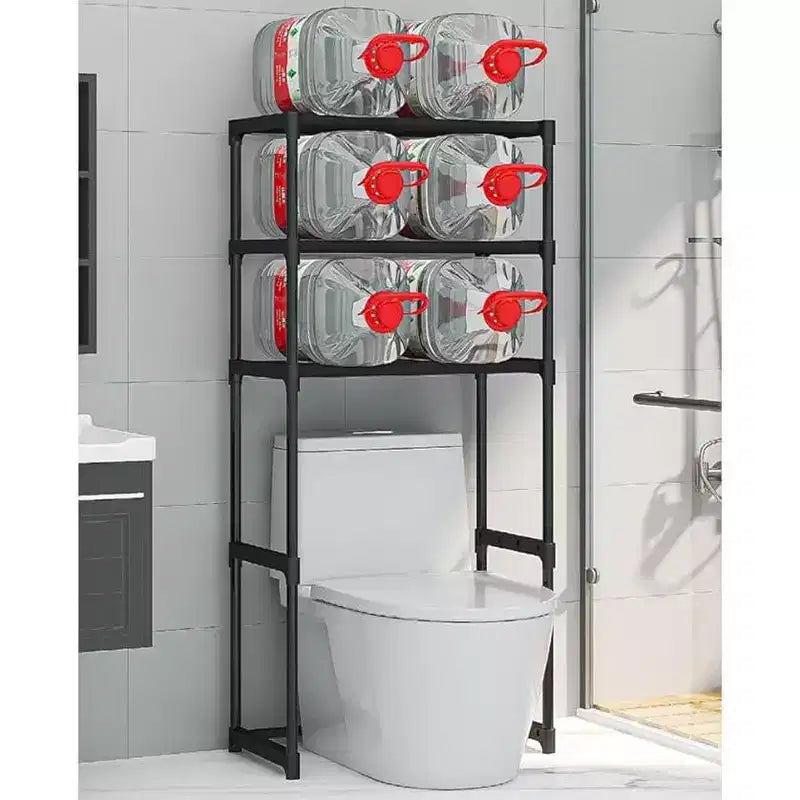 Scaffale WC in Metallo a 3 Livelli, Scaffale per Bagno Salvaspazio Autoportante per WC, Bagni e Lavanderie