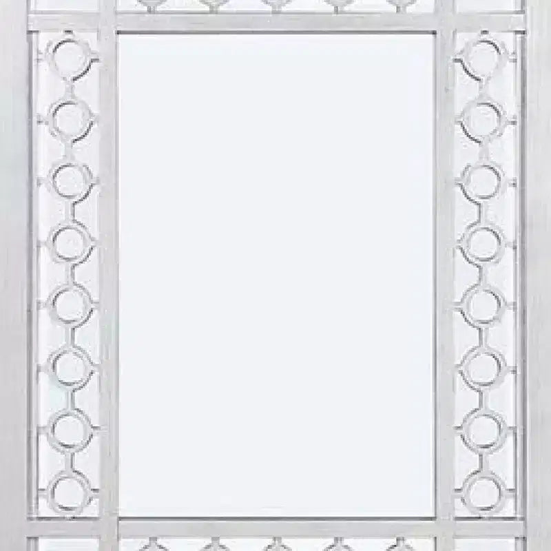 Specchio da parete in legno intagliato, 101 cm, verticale, design intagliato rotondo, bianco