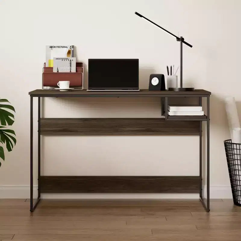 Scrivania per computer da 45" con telaio in metallo, tavolo da studio, postazione di lavoro per ufficio domestico con vano portaoggetti