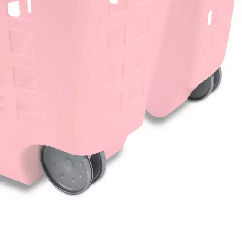Cesta portabiancheria con ruote Ultra, 60 litri con manici, rosa, confezione da 4
