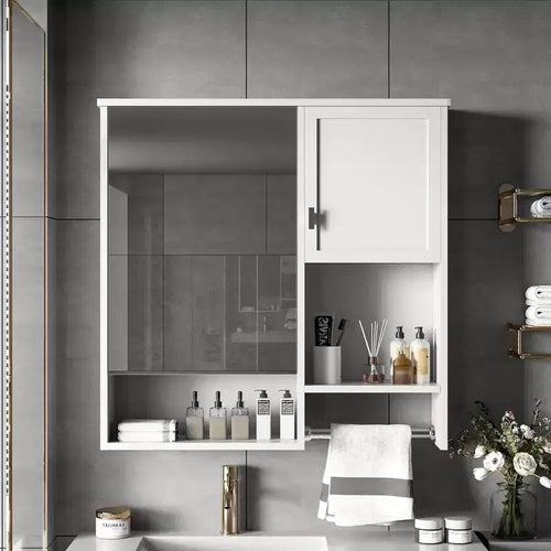 Armadietto dei medicinali da 40" con specchio, mobiletto da bagno con anta a specchio e ripiani in vetro, bianco