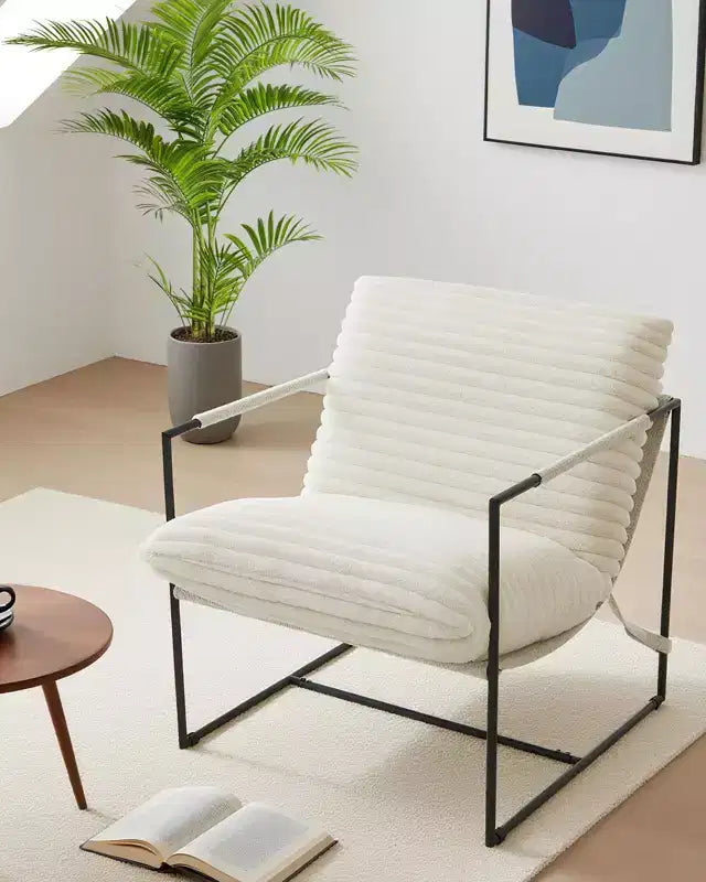 Sling Accent Chairs, Mid Century Modern Accent Chair, Cozy Reading Chair w/Shredded Foam Cushioning for Reading Rooms Bedrooms Balcony