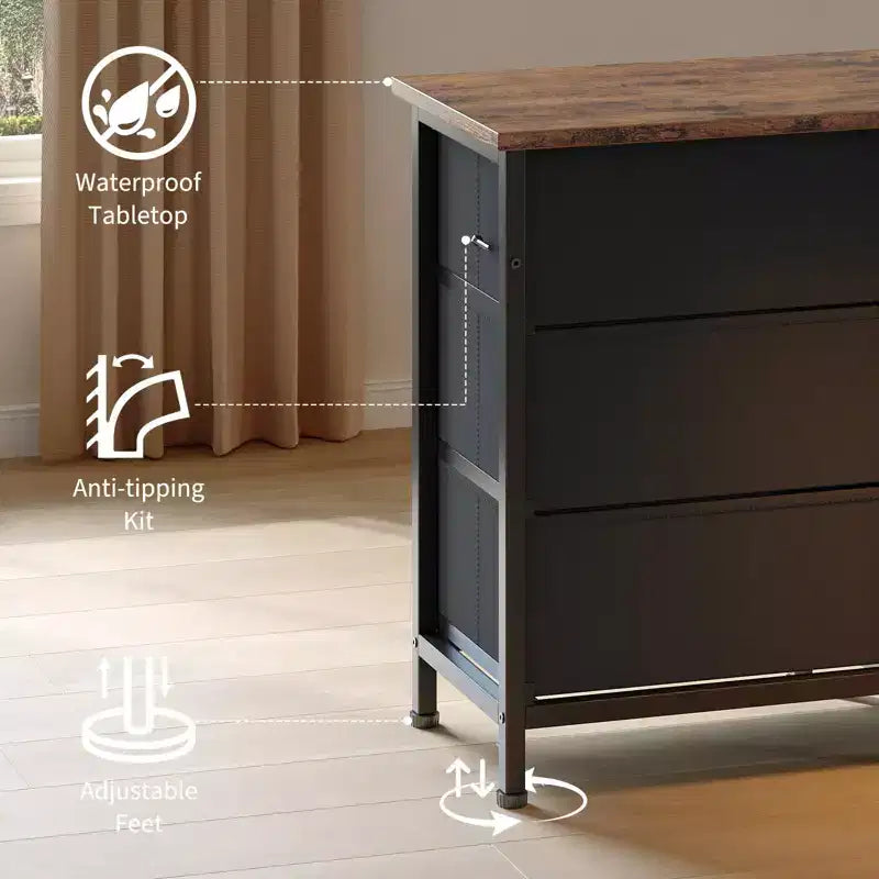 Mobile TV credenza da 70 pollici di lunghezza per TV da 65, 75, 80 pollici, cassettiera ampia con 13 cassetti in tessuto