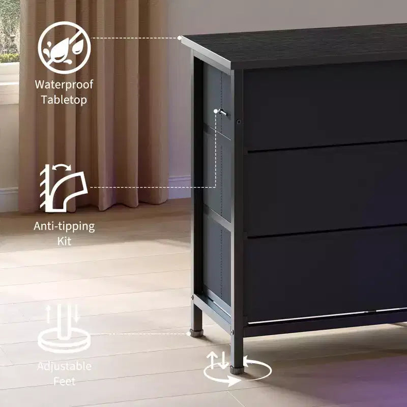 Mobile TV credenza da 70 pollici di lunghezza per TV da 65, 75, 80 pollici, cassettiera ampia con 13 cassetti in tessuto
