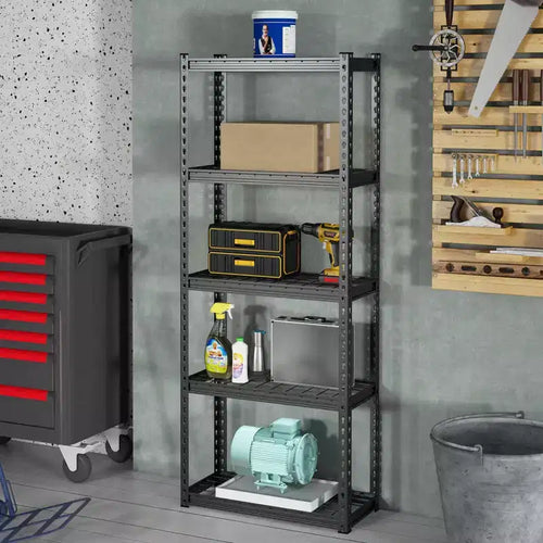 Set di 2 scaffali metallici a 5 ripiani, scaffale in filo metallico resistente con piedini antiscivolo