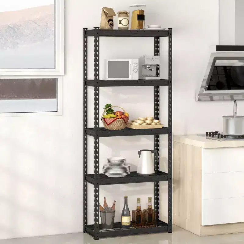 Set di 2 scaffali metallici a 5 ripiani, scaffale in filo metallico resistente con piedini antiscivolo