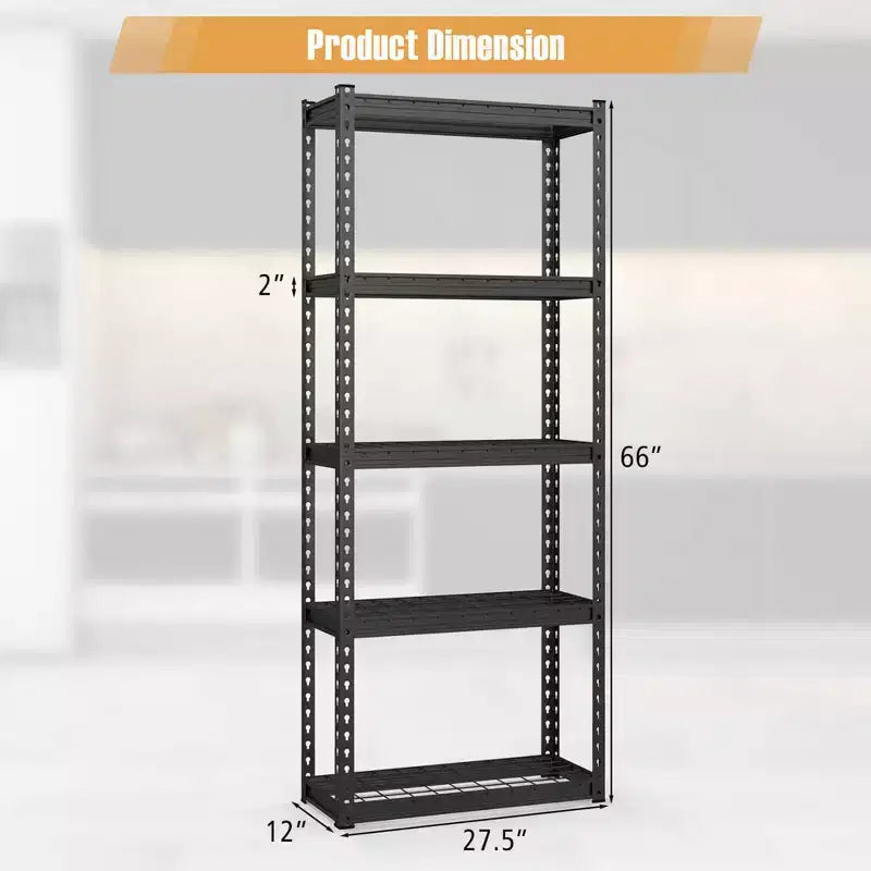 Set di 2 scaffali metallici a 5 ripiani, scaffale in filo metallico resistente con piedini antiscivolo