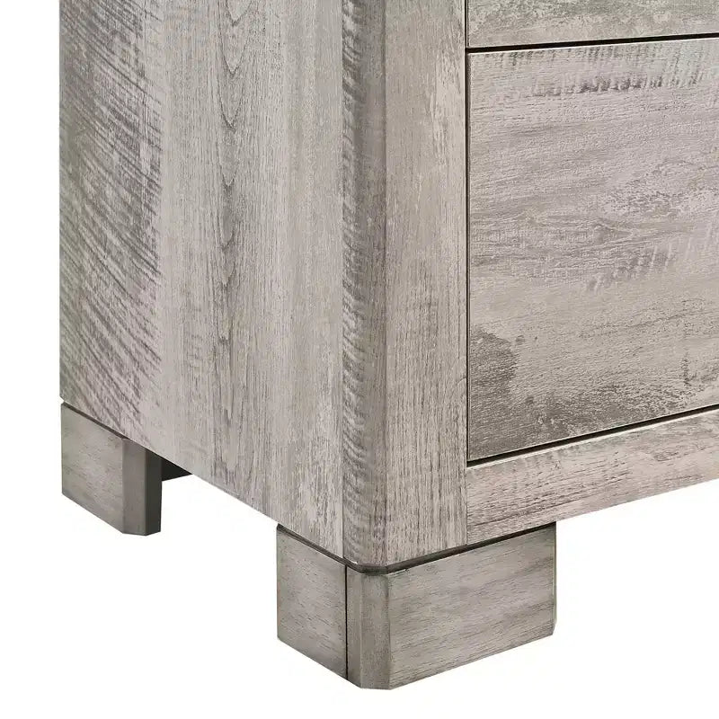 Comodino a 2 cassetti, grigio con cassetto superiore foderato in velluto