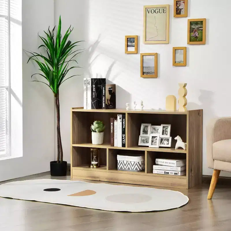 Mobiletto libreria a 5 cubi in legno per bambini, portaoggetti per giocattoli per camerette e aule